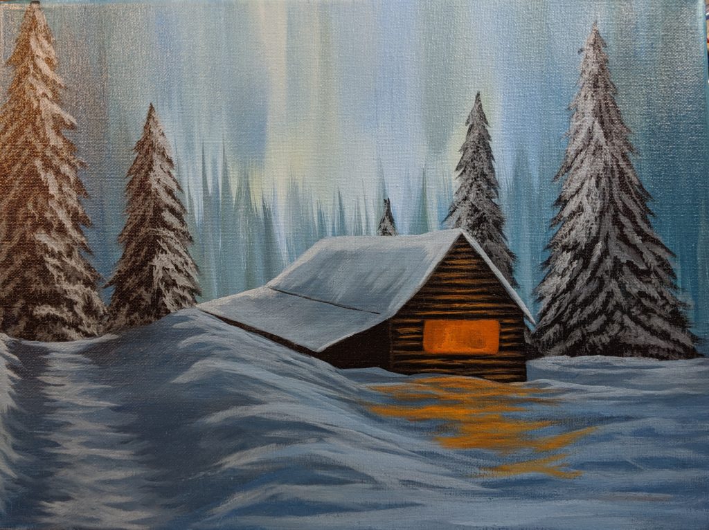 Snowy Cabin Painting Tutorial - Painting With Creative Canvas