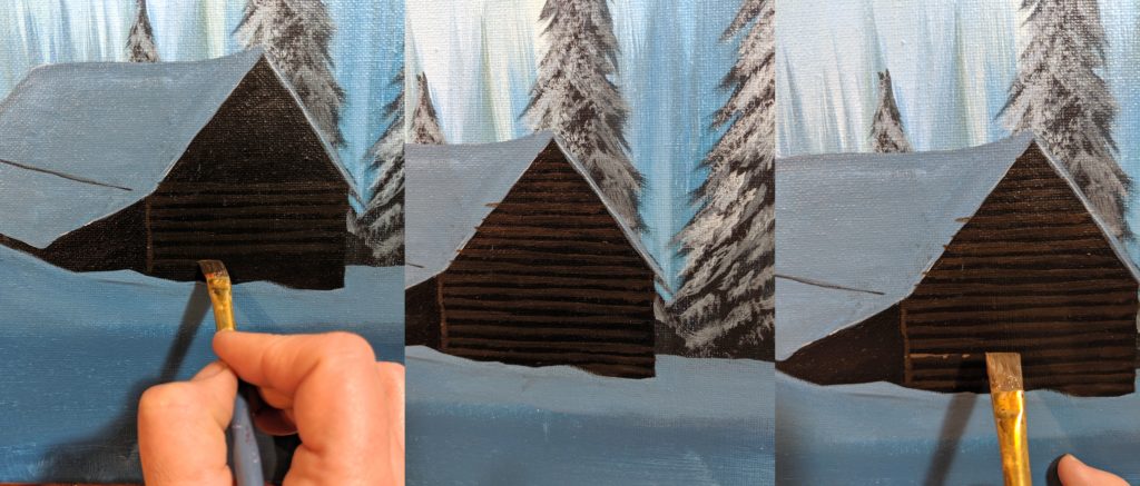 This image has an empty alt attribute; its file name is Painting-logs-and-highlights-on-cabin-snowy-cabin-painting-tutorial-for-beginners-1024x437.jpg