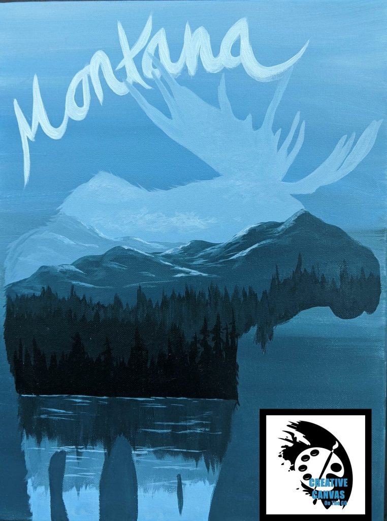 double exposure moose acrylic painting tutorial