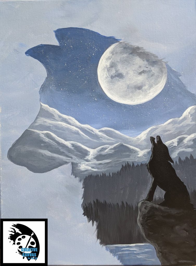 double exposure wolf step by step painting lesson