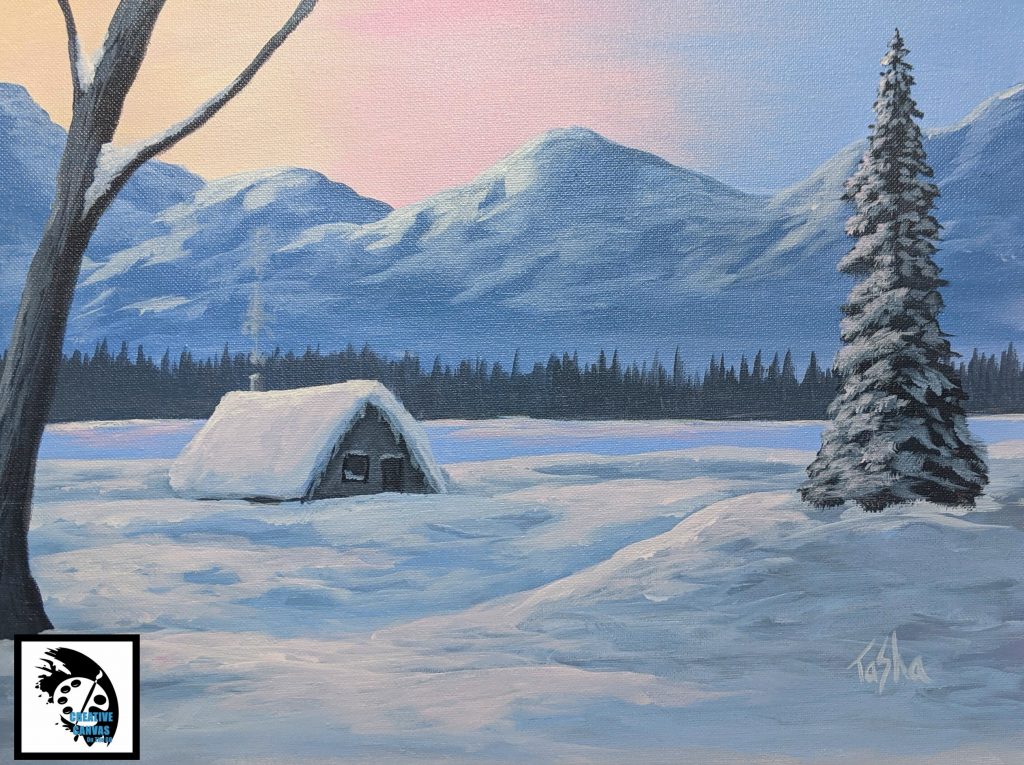Frost Morning Cabin Acrylic Painting Lesson