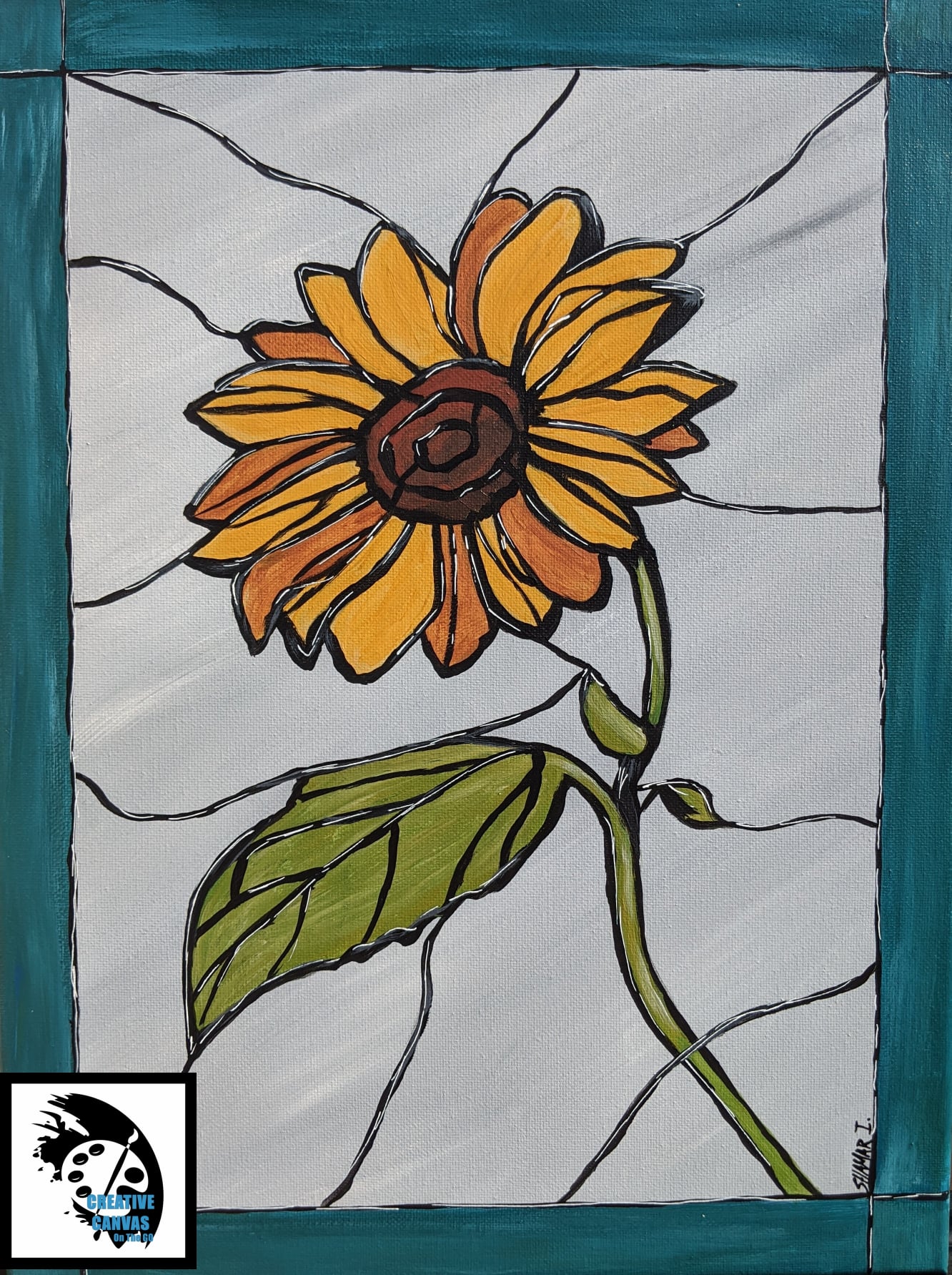 Stained Glass Sunflower Painting With Creative Canvas